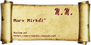 Marx Mirkó névjegykártya